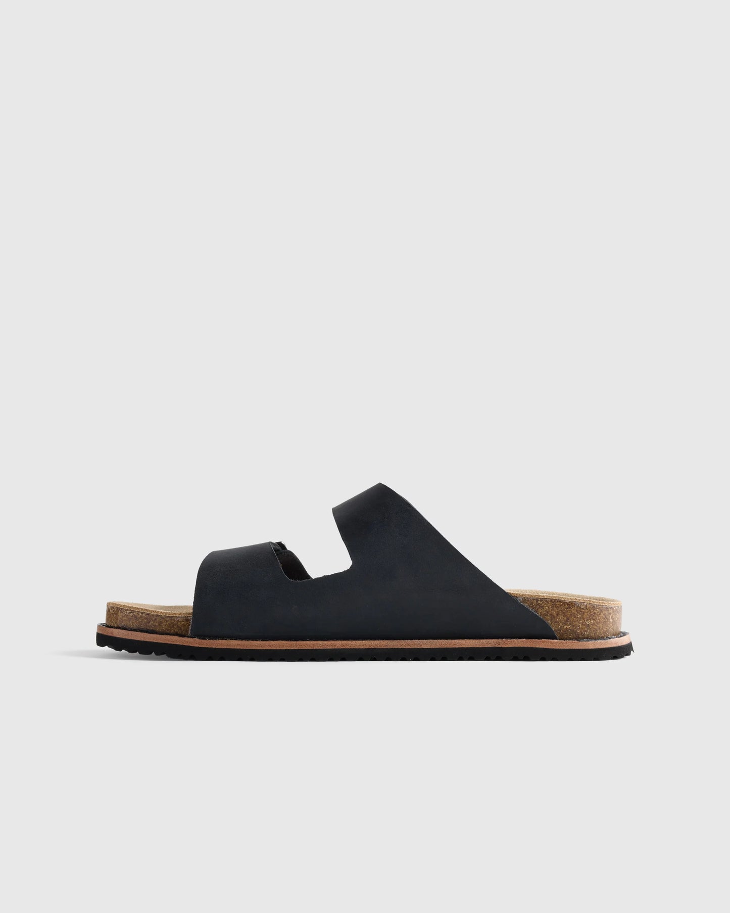 Nubuck Leather Double Buckle Slide - 7 / Black