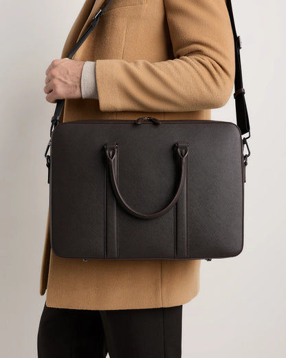 Italian Saffiano Briefcase - One Size / Hickory