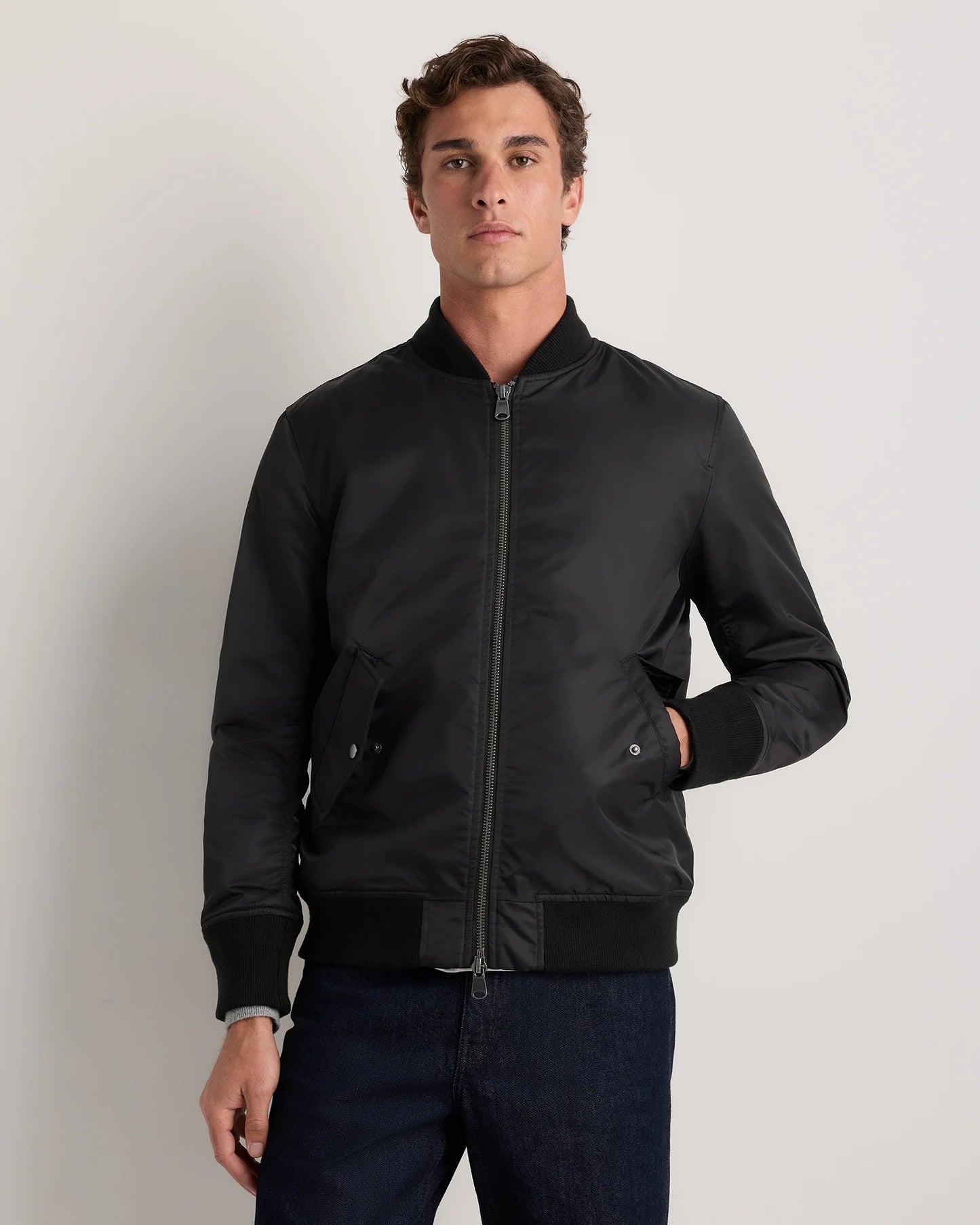 Flight Nylon Bomber Jacket - S / Navy