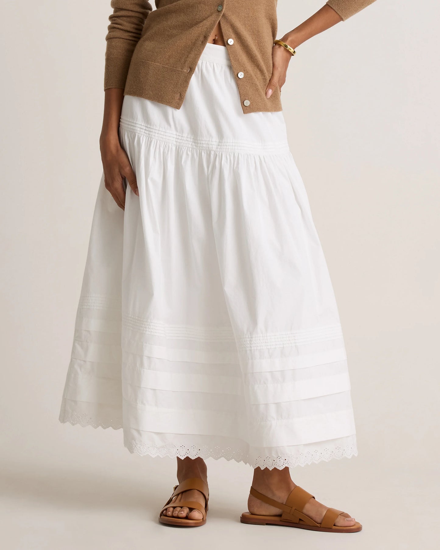 100% Organic Cotton Poplin Pintuck Maxi Skirt - XS / Black