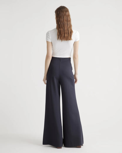 Ultra-Stretch Ponte Super Wide Leg Pants - XS / Black