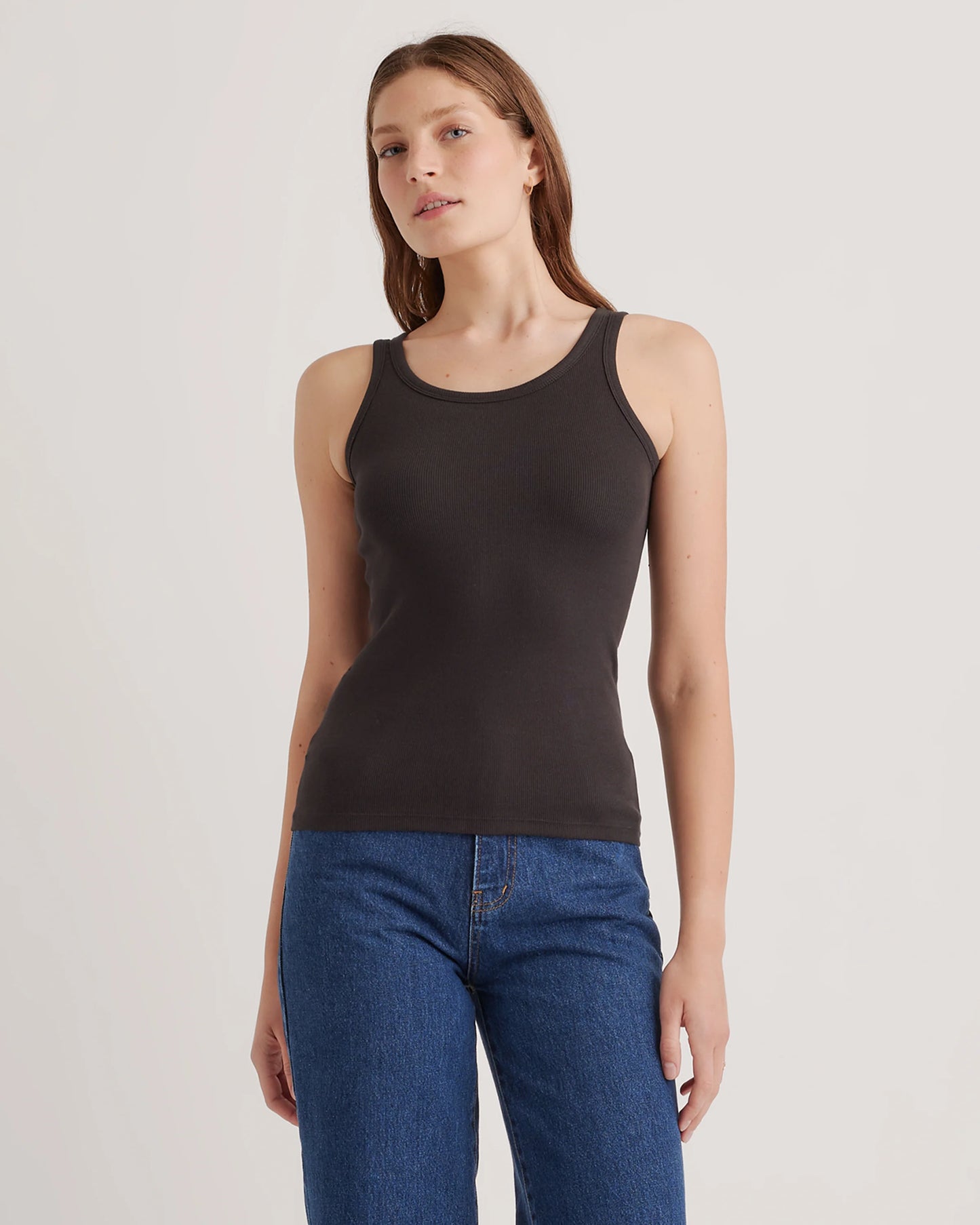 Organic Cotton Micro-Rib Scoop Neck Tank - XS / Moonstone Blue