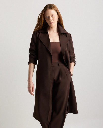 Stretch Crepe Trench Coat - XS / Olive