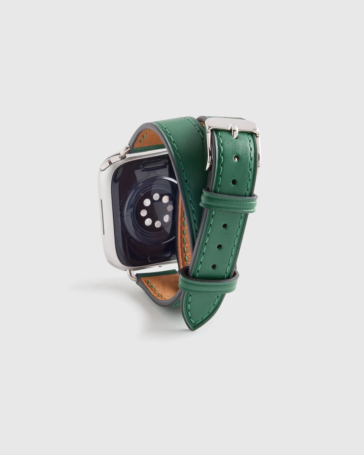 Leather Double Wrap Smartwatch Band - 38mm - 42mm / Dark Green