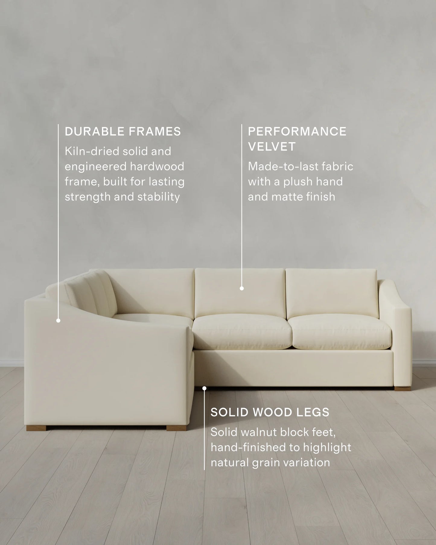 Hollis Slope Arm L Sectional in Performance Velvet - 110x110 / Gunmetal