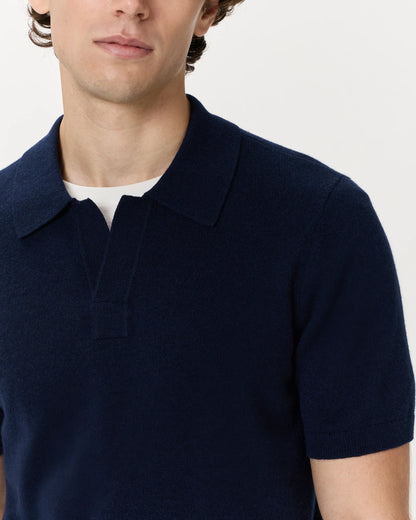 100% Mongolian Cashmere Johnny Collar Polo Sweater - S / Oatmeal
