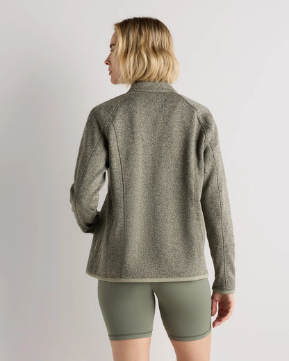 Sweater-Knit Fleece Full-Zip Jacket - XS / Heather Mineral Green