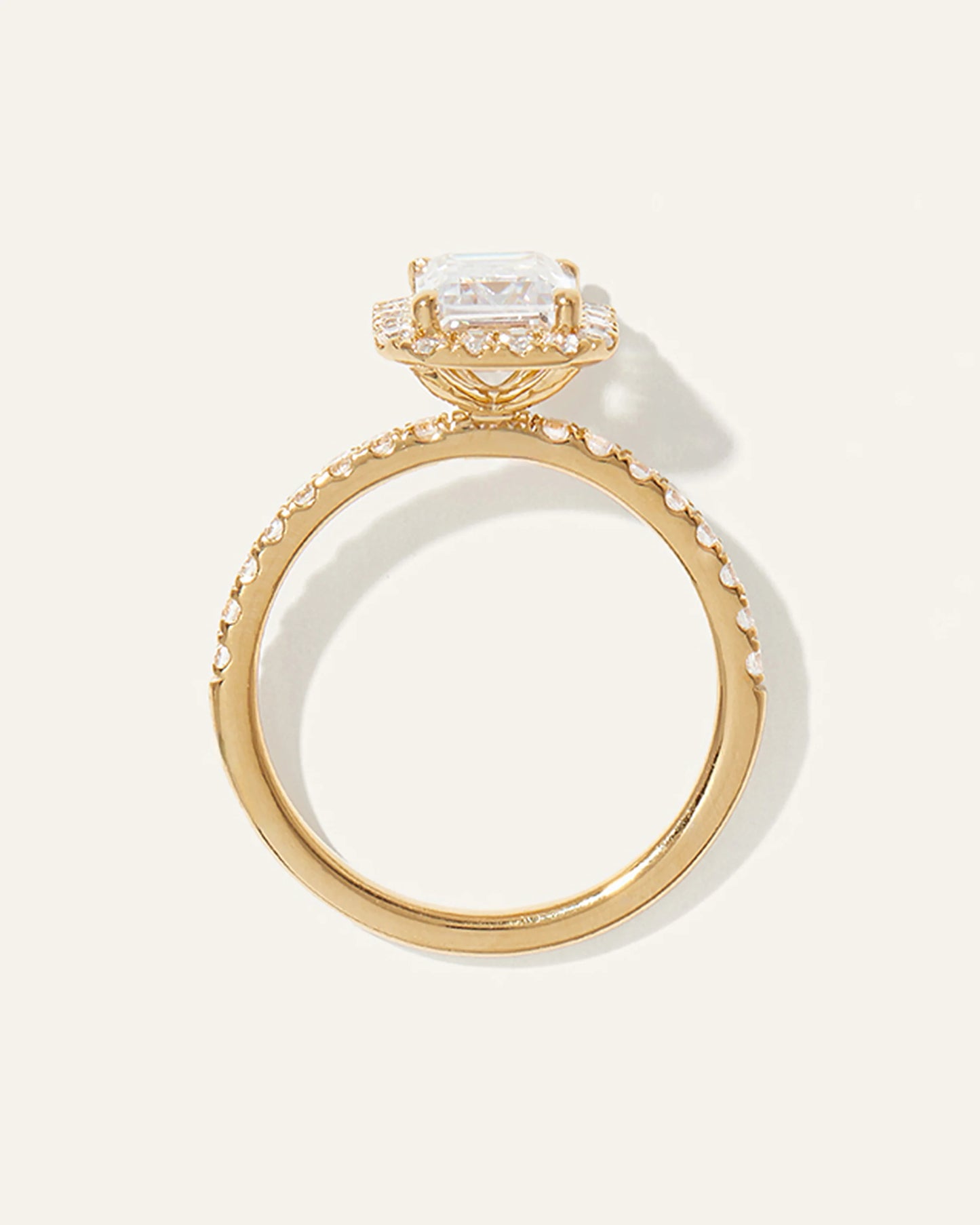 Lab Grown Diamond Emerald Halo Pave Engagement Ring - 2ct - 4 / Yellow Gold