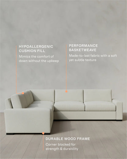 Stillman L Sectional in Performance Basketweave - 116x116 / Flax