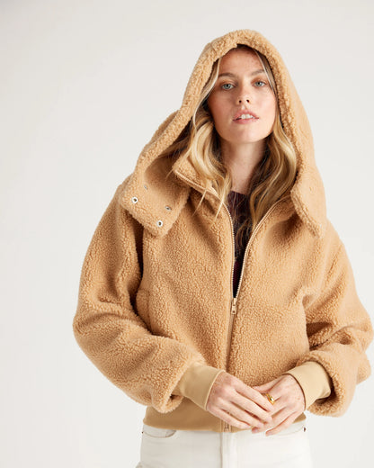 Hooded Sherpa Jacket - XS / Black