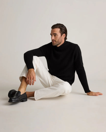 100% Yak Wool Roll Neck Sweater - XS / Black
