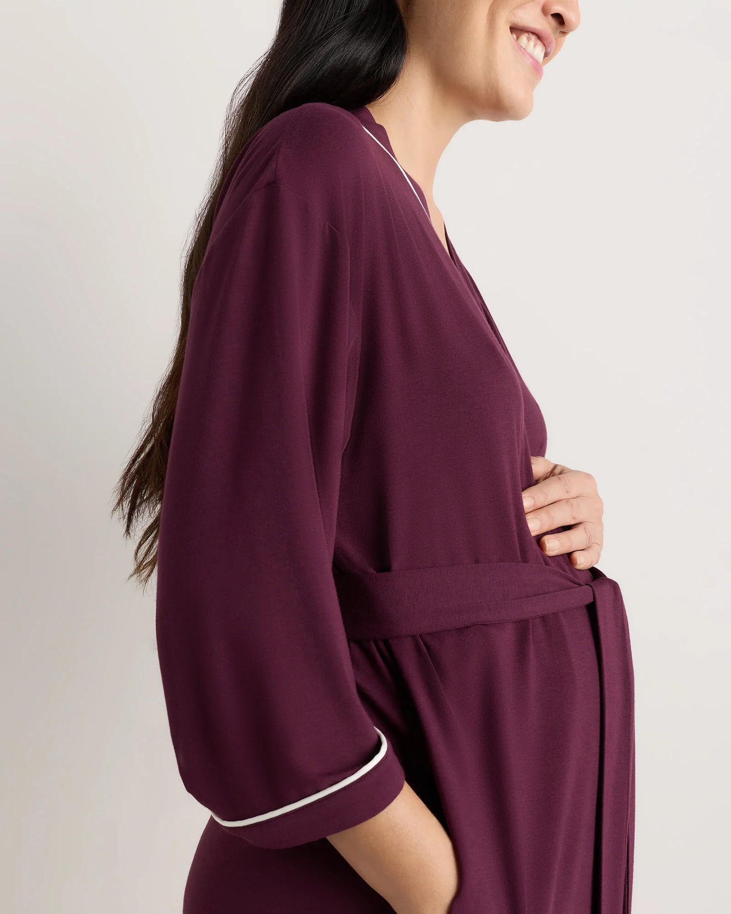 Bamboo Jersey Maternity Robe - XS / Deep Navy