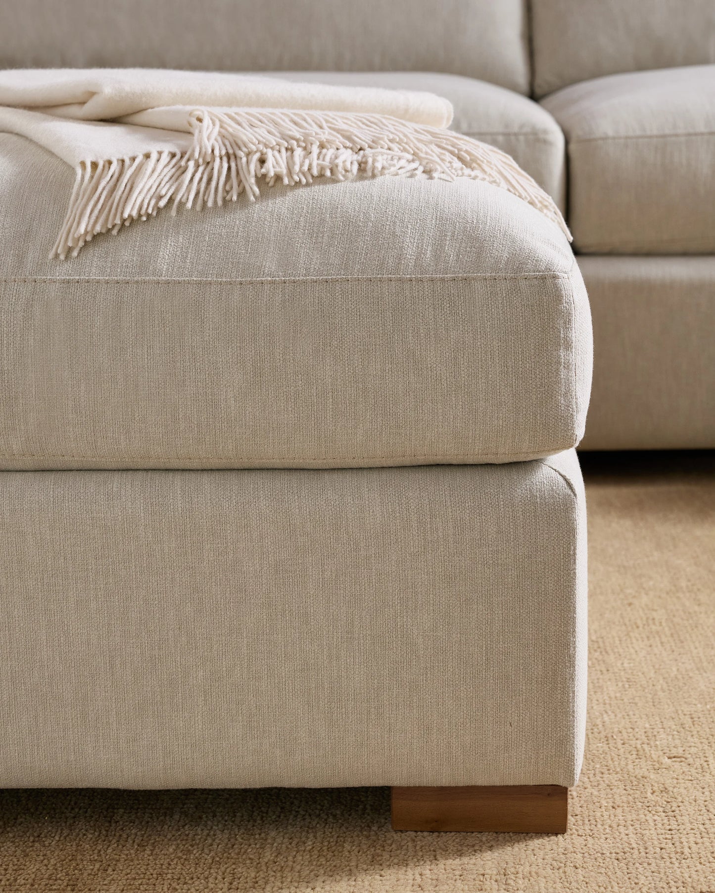 Hollis Slope Arm Ottoman in Performance Velvet - 37" / Taupe