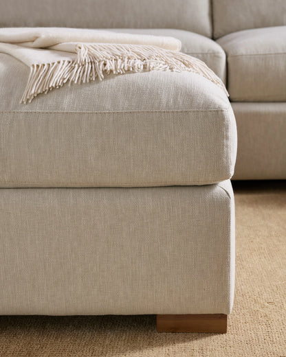 Hollis Slope Arm Ottoman in Performance Velvet - 37" / Taupe
