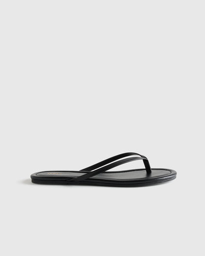 Italian Leather Flip Flops - 5 / Black