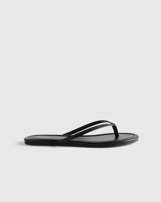 Italian Leather Flip Flops - 5 / Black