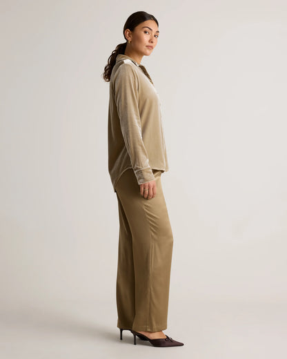 Stretch Silk Velvet Long Sleeve Shirt - XS / Dogwood