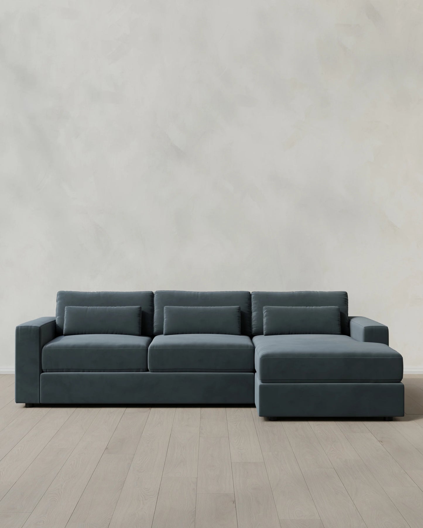 Ashford Deep Seat Chaise Sectional in Performance Velvet - 119" Right Arm / Rust
