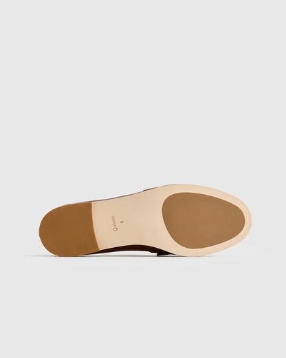 Italian Leather Bow Penny Loafer - 5 / Bone