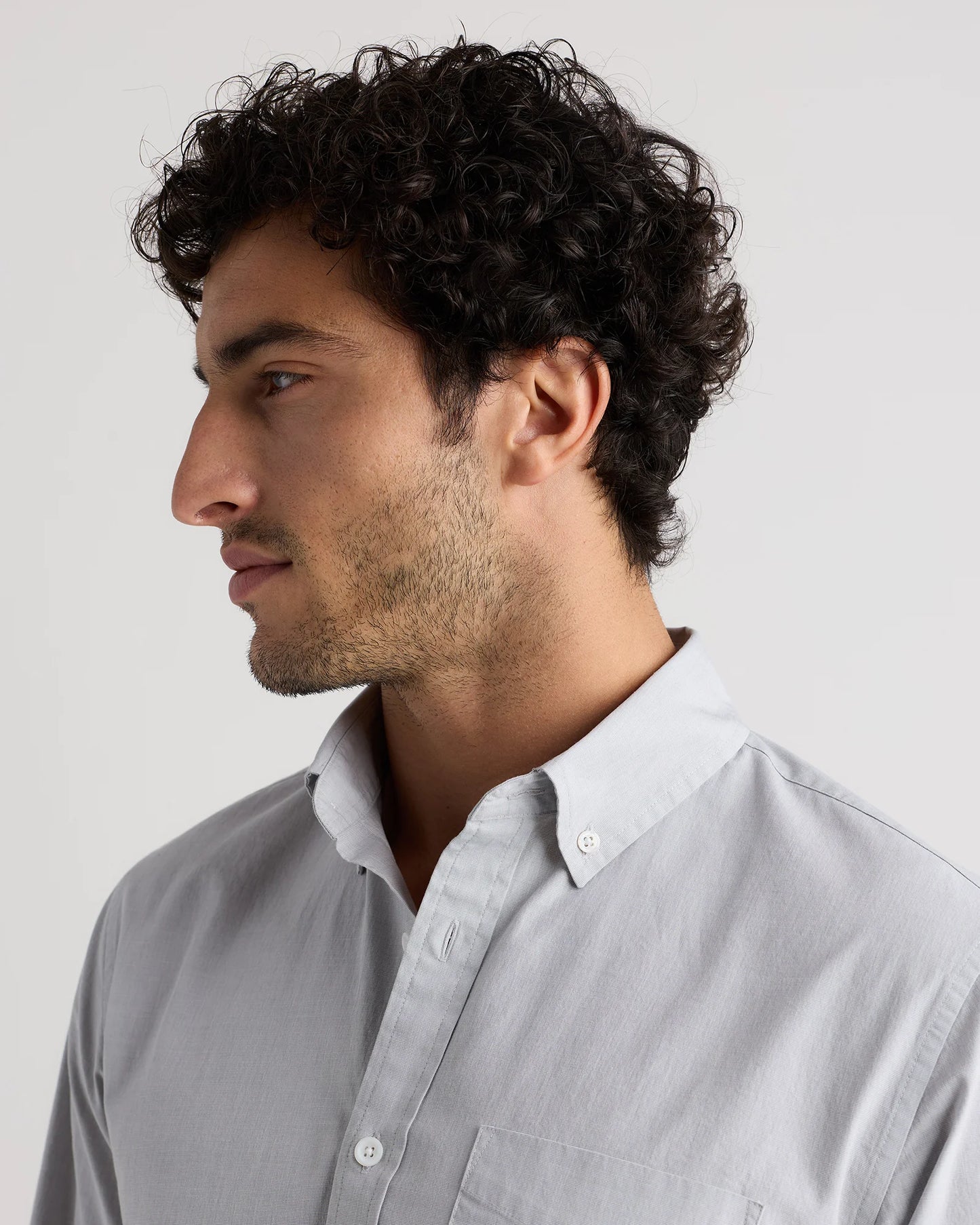 Organic Cotton Stretch Poplin Shirt - S / Grey Gingham