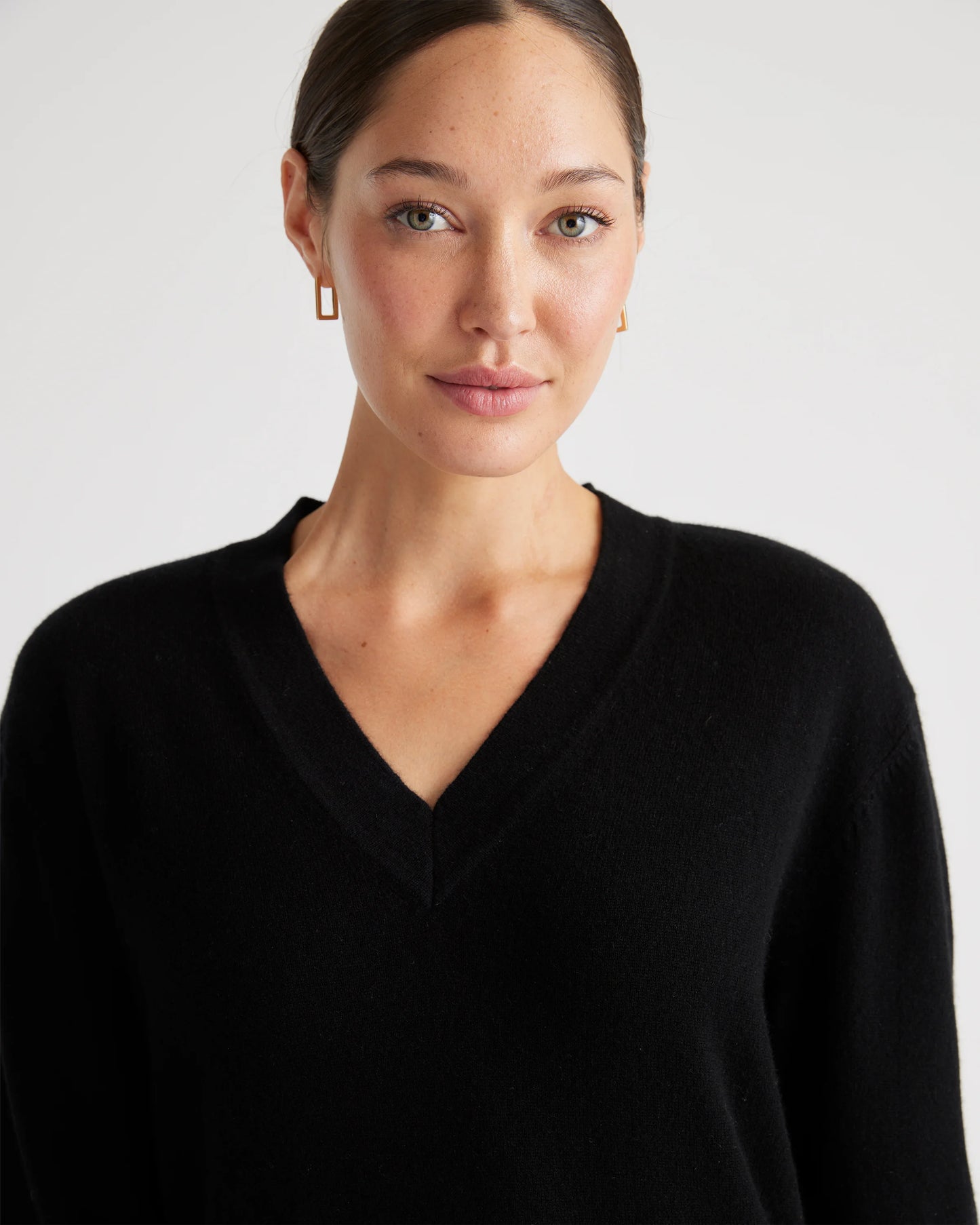 Mongolian Cashmere V-Neck Midi Sweater Dress - XS / Brown