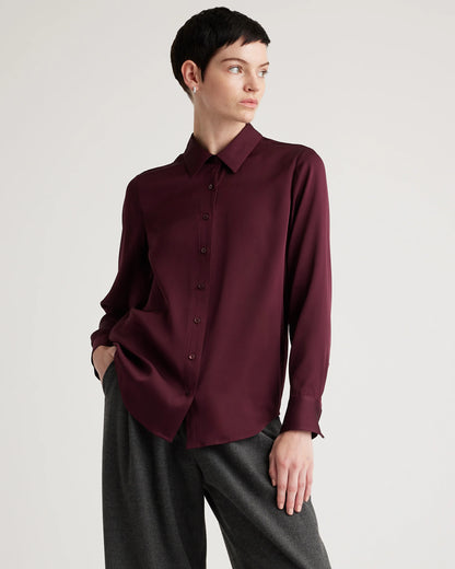 Washable Stretch Silk Blouse - XS / Moonstone Blue