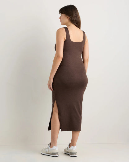 Ultra-Soft Maternity Midi Dress - XS / Heather Black