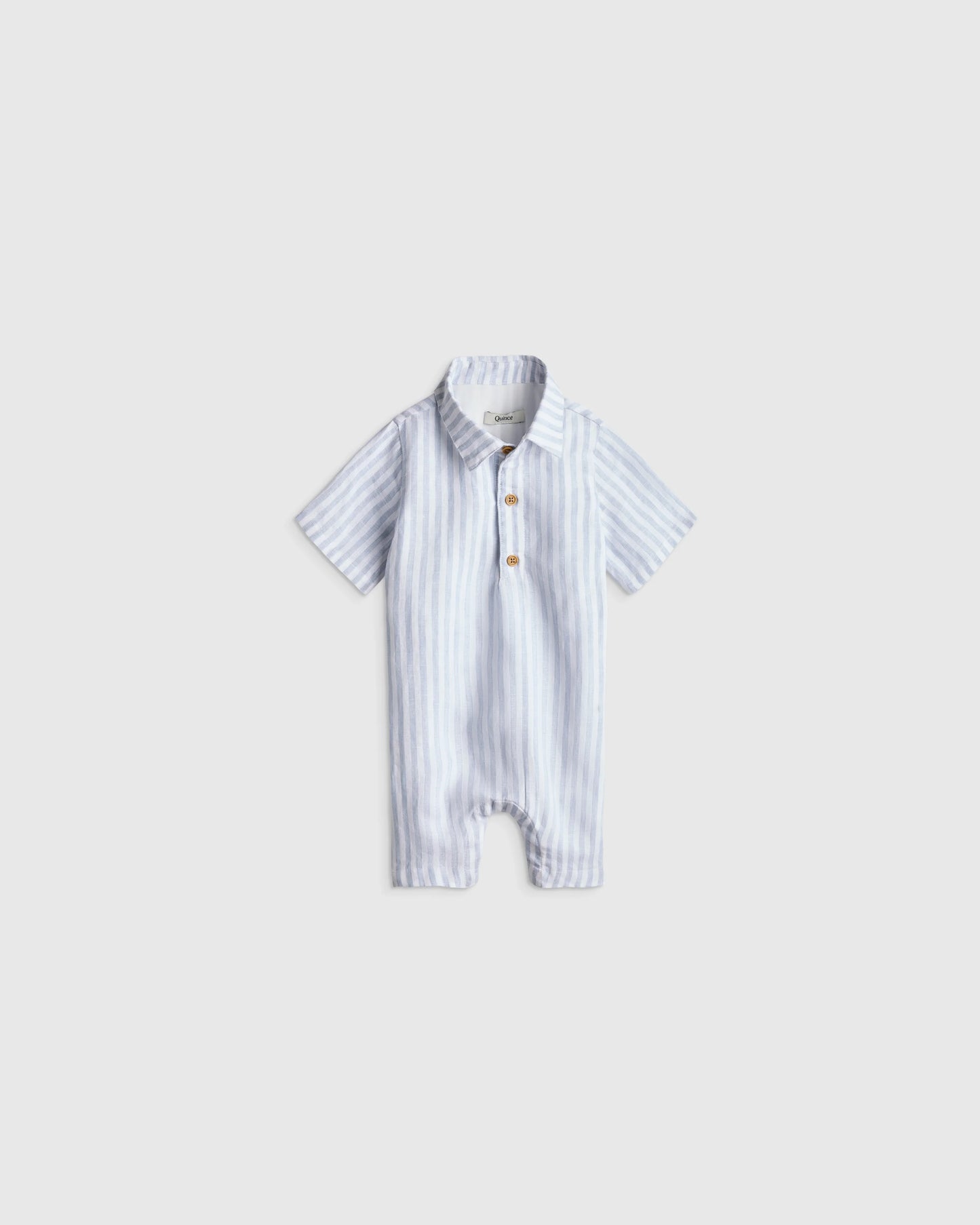100% Linen Button Front Romper - 0-3M / Picnic Gingham