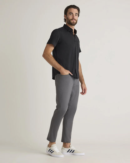 Commuter Stretch Pique Short Sleeve Button Down - S / Black