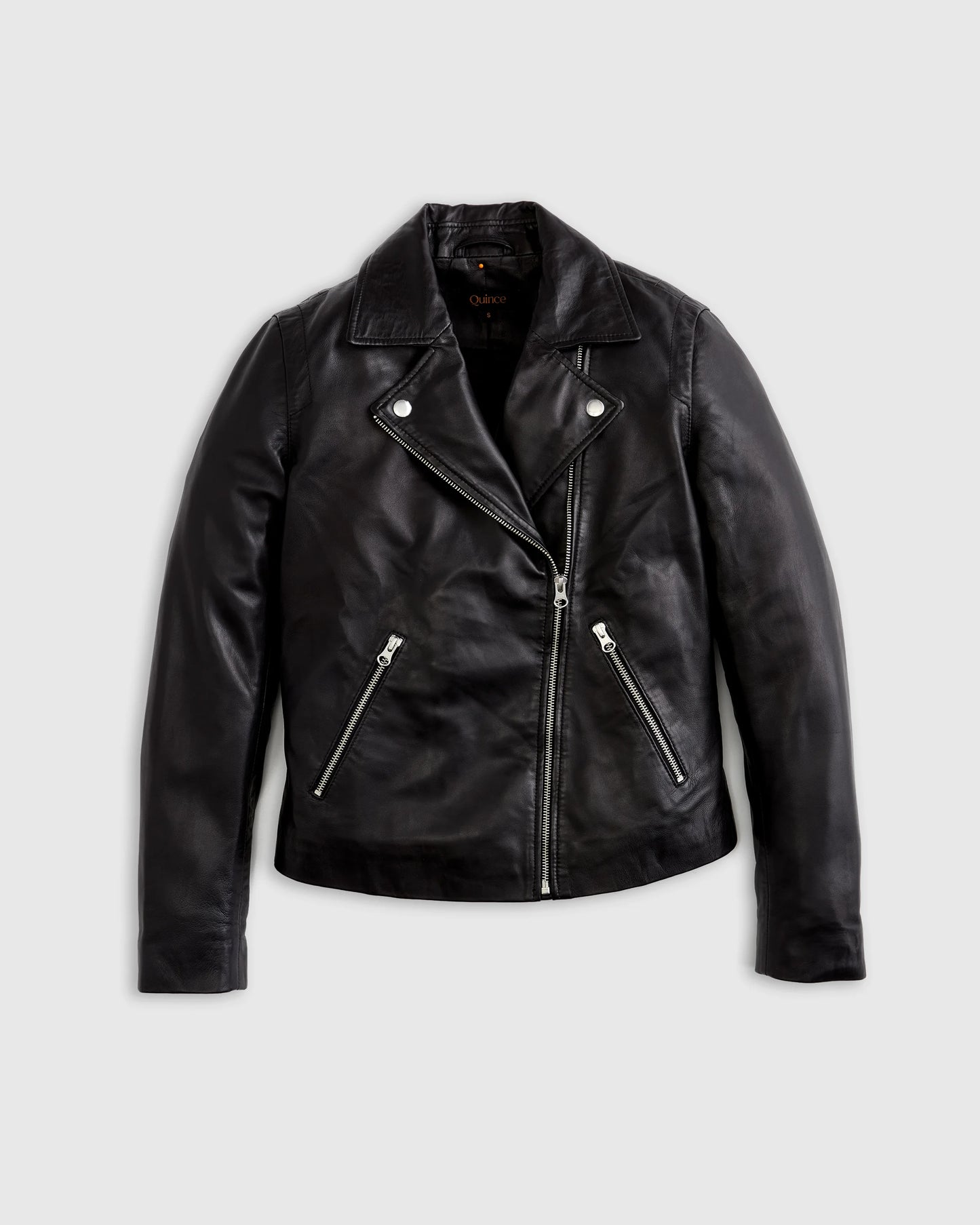 100% Washed Leather Biker Jacket - XS / Brown