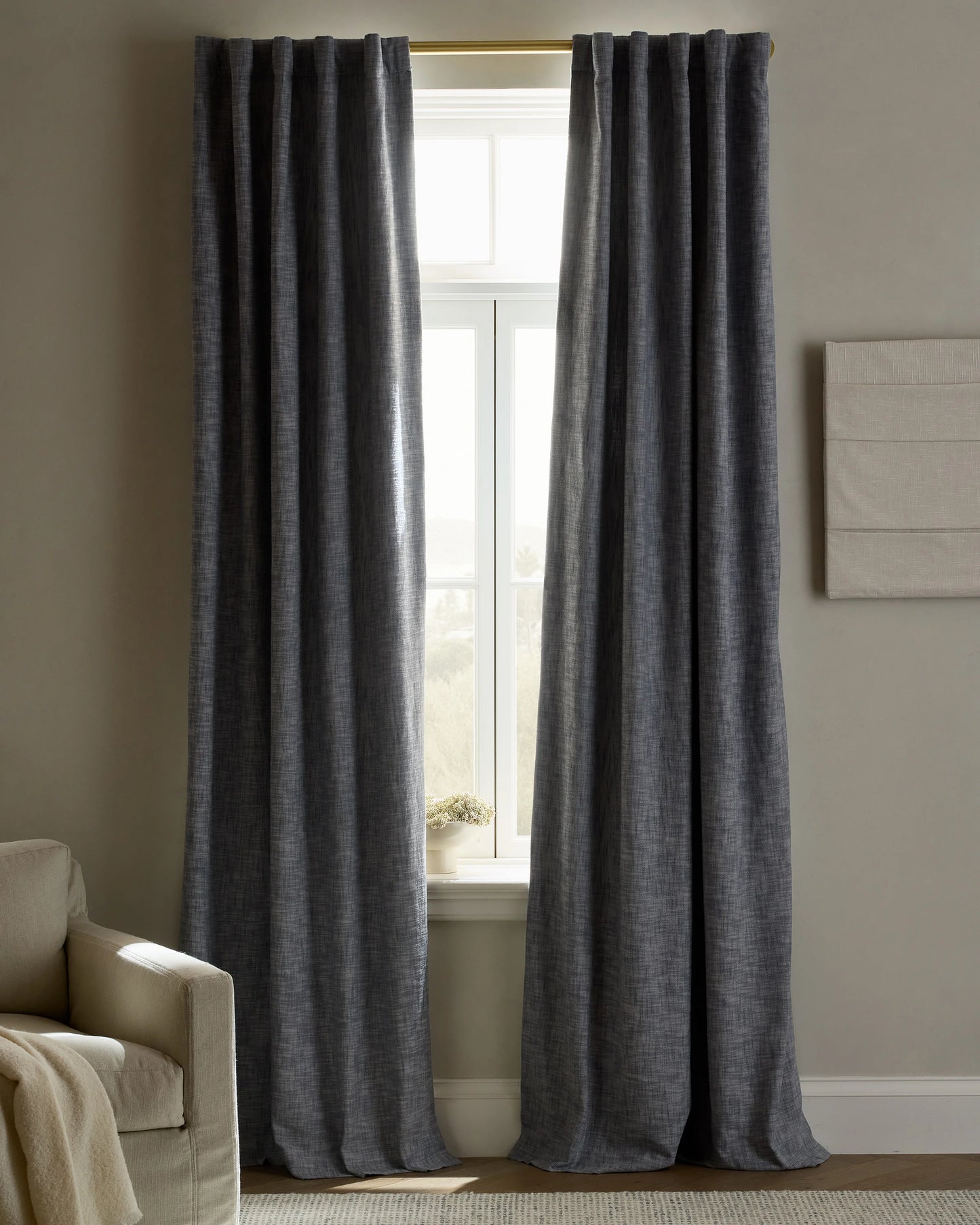 Textured Cotton Room Darkening Curtain - 48x84 / Ivory