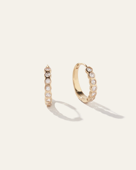 White Sapphire Bezel Hoops - One Size / Gold Vermeil