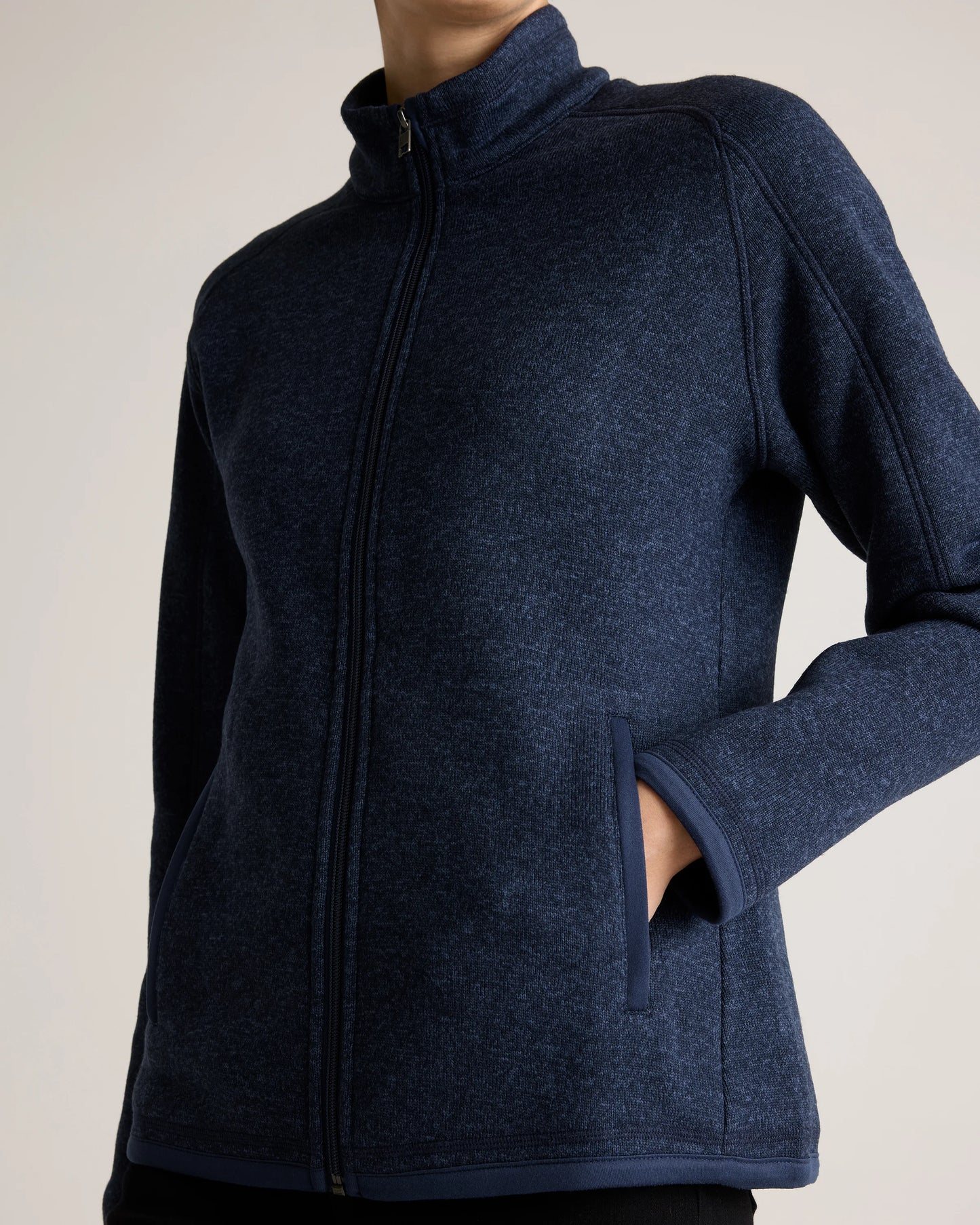 Sweater-Knit Fleece Full-Zip Jacket - XS / Heather Mineral Green