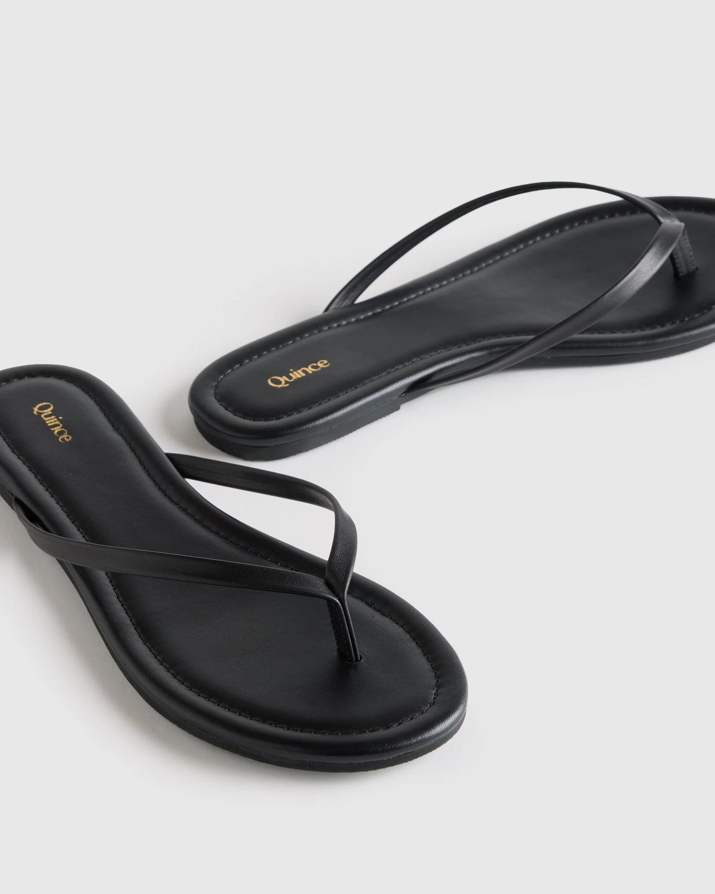 Italian Leather Flip Flops - 5 / Black