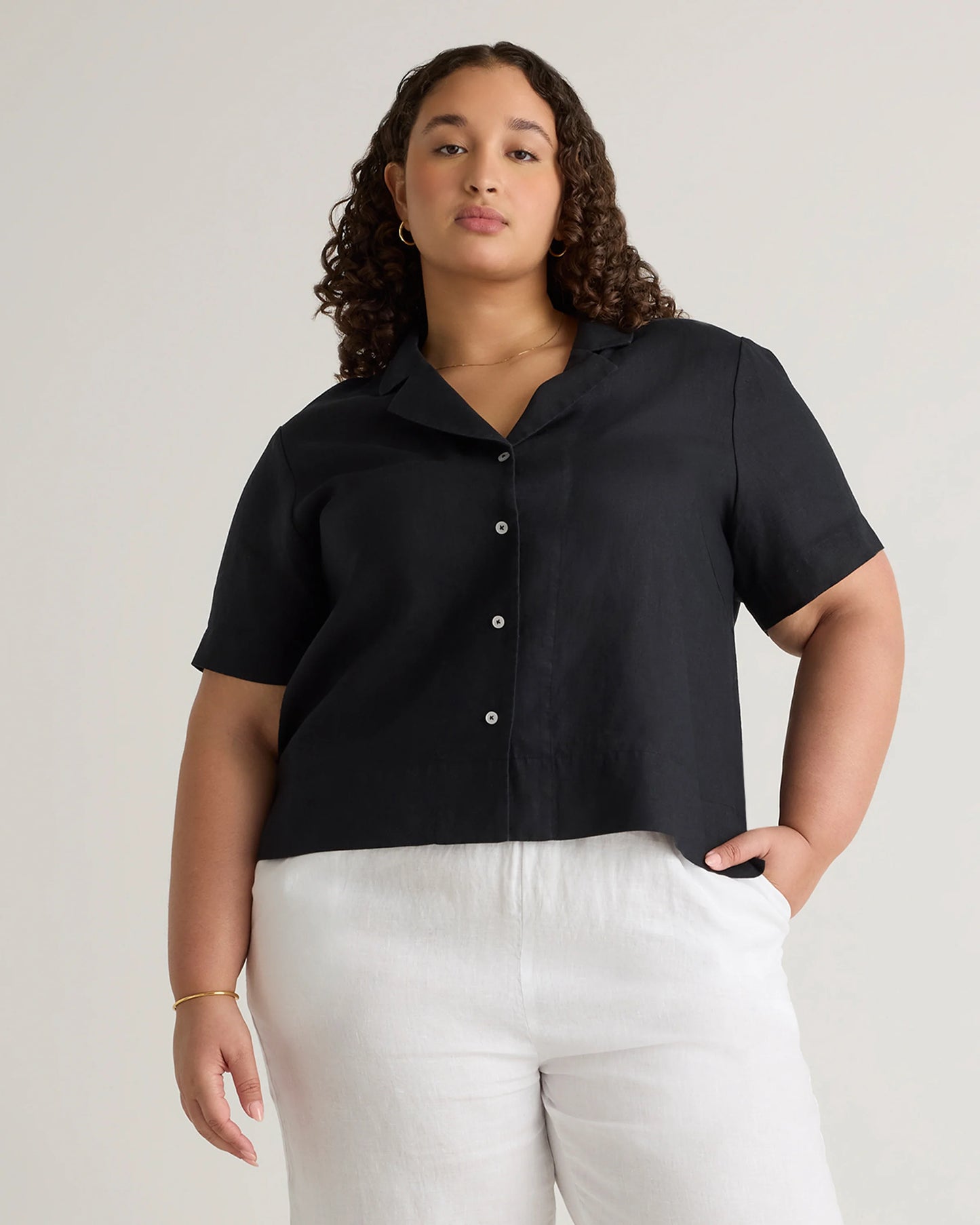 100% European Linen Short Sleeve Shirt - 1X / Flax