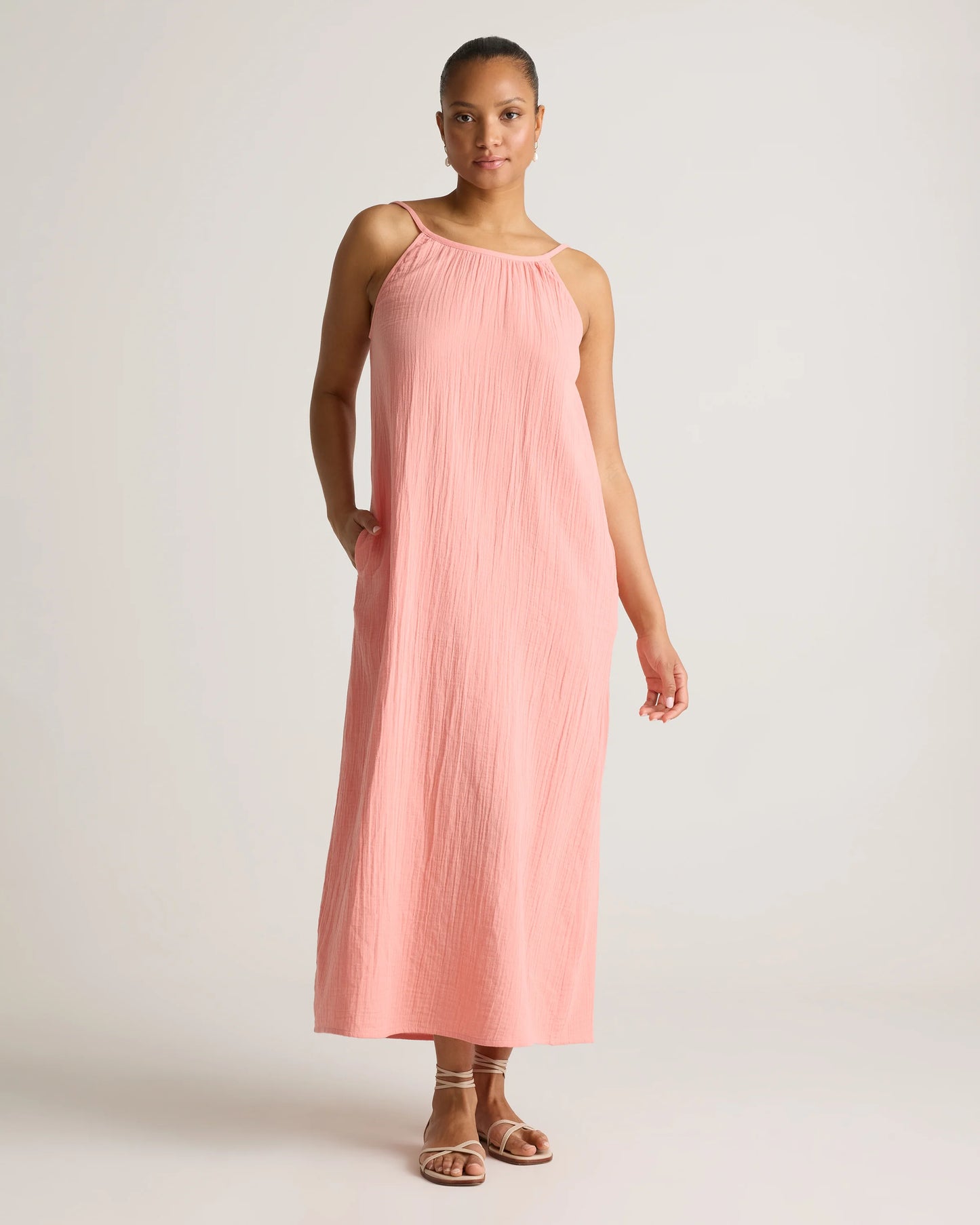 100% Organic Cotton Gauze Sleeveless Maxi Dress - XS / Spiced Orange