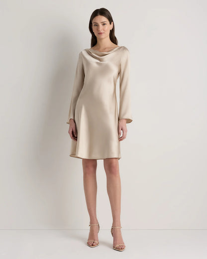 100% Washable Silk Long Sleeve Mini Dress - XS / Wine Tasting Red