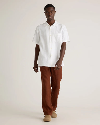 100% European Linen Camp Shirt - XS / Sky Blue Mariner Stripe
