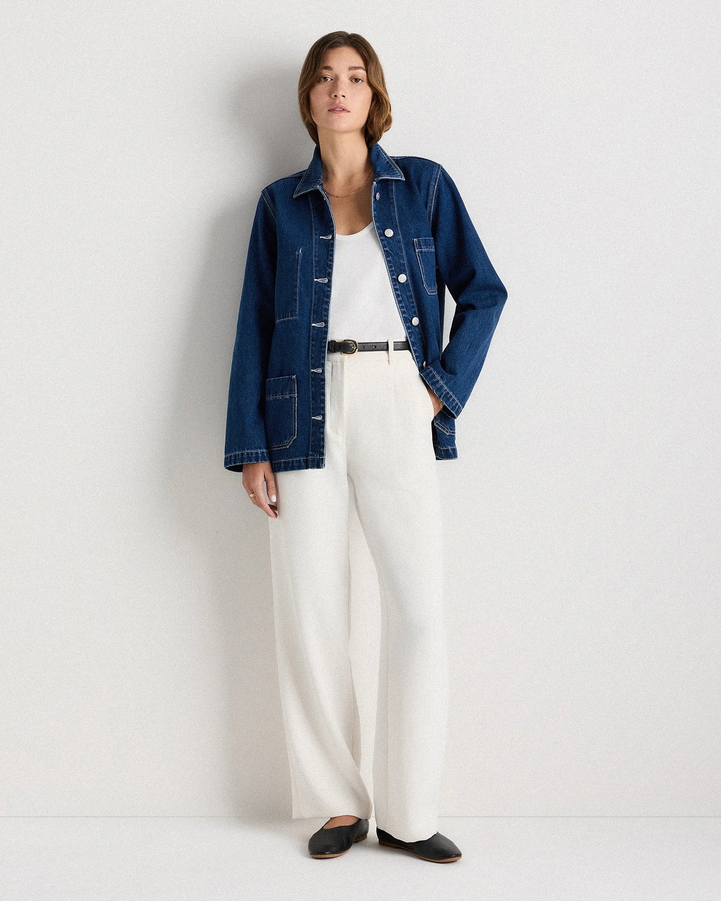 100% Organic Cotton Denim Chore Jacket - XS / Indigo Blue