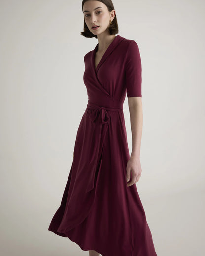 Tencel Jersey Midi Wrap Dress - XS / Brown