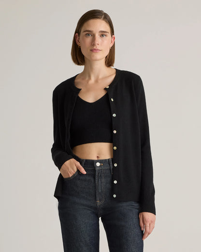 Mongolian Cashmere Cardigan Sweater - XS / Black