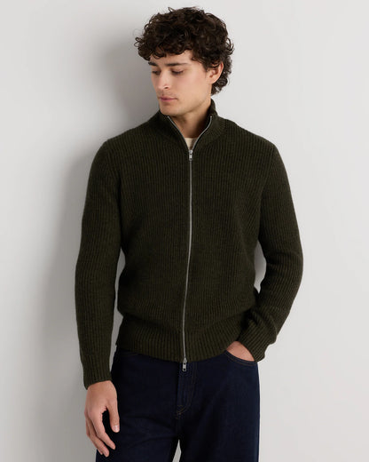 Mongolian Cashmere Fisherman Full Zip Sweater - S / Teak