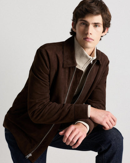 100% Suede Harrington Jacket - S / True Black