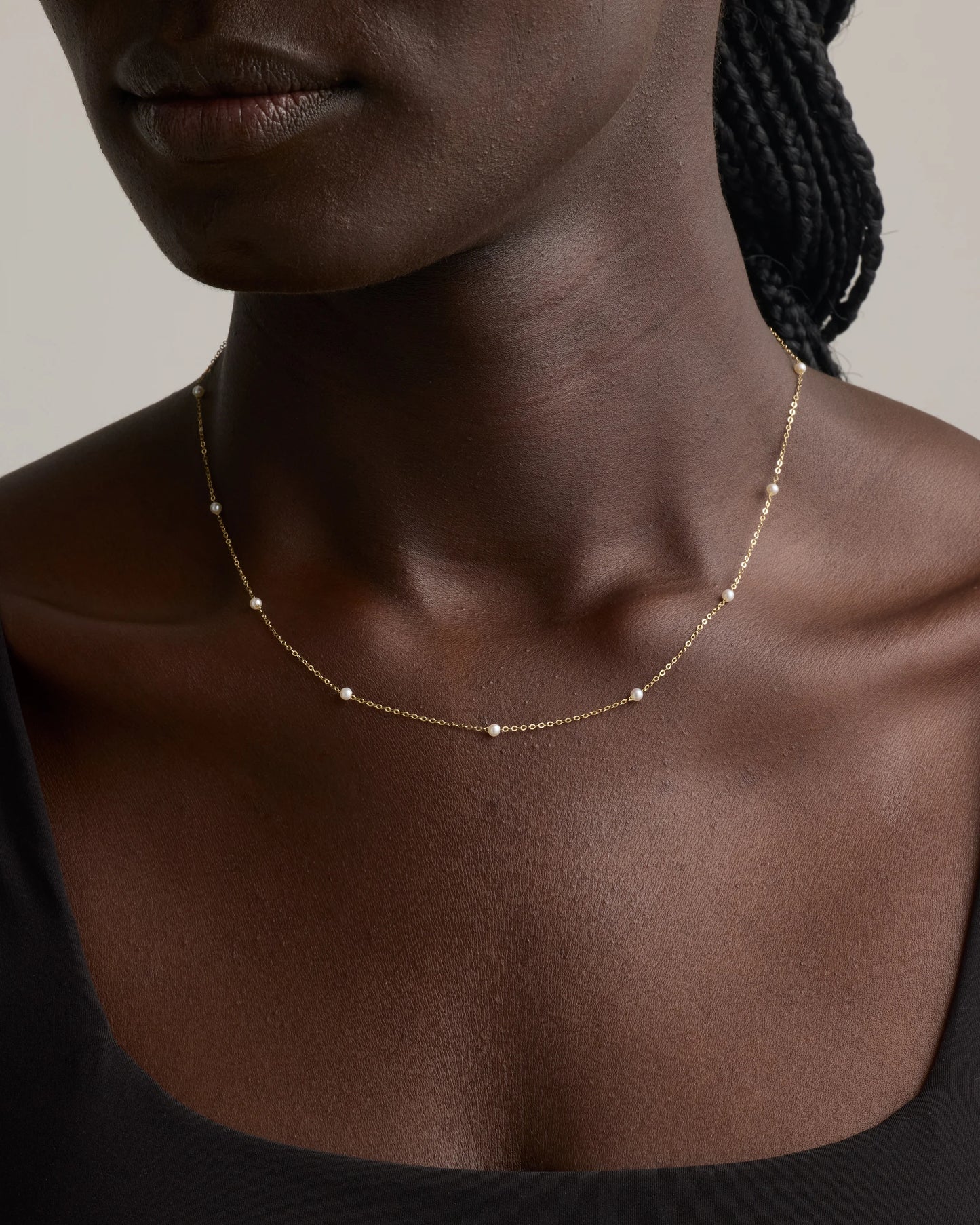 14K Gold Freshwater Cultured Pearl Station Necklace - One Size / Yellow Gold