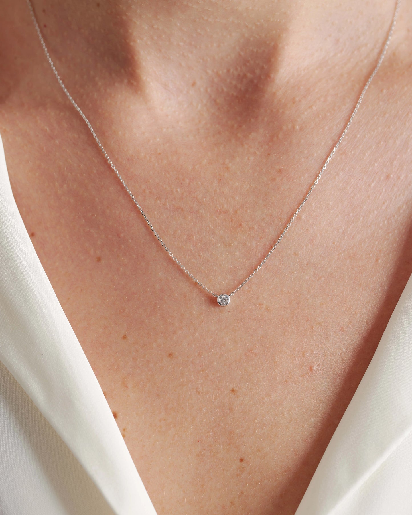 14K Gold Diamond Bezel Necklace - One Size / Yellow Gold