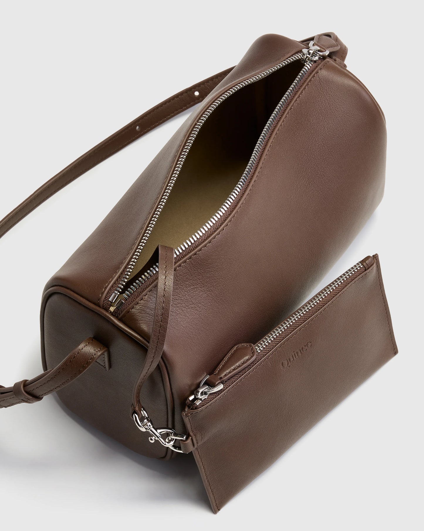 Italian Leather Mini Barrel Shoulder Bag - One Size / Dark Brown