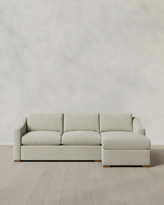Hollis Slope Arm Chaise Sectional in Performance Basketweave - 104" Right Arm / Flax
