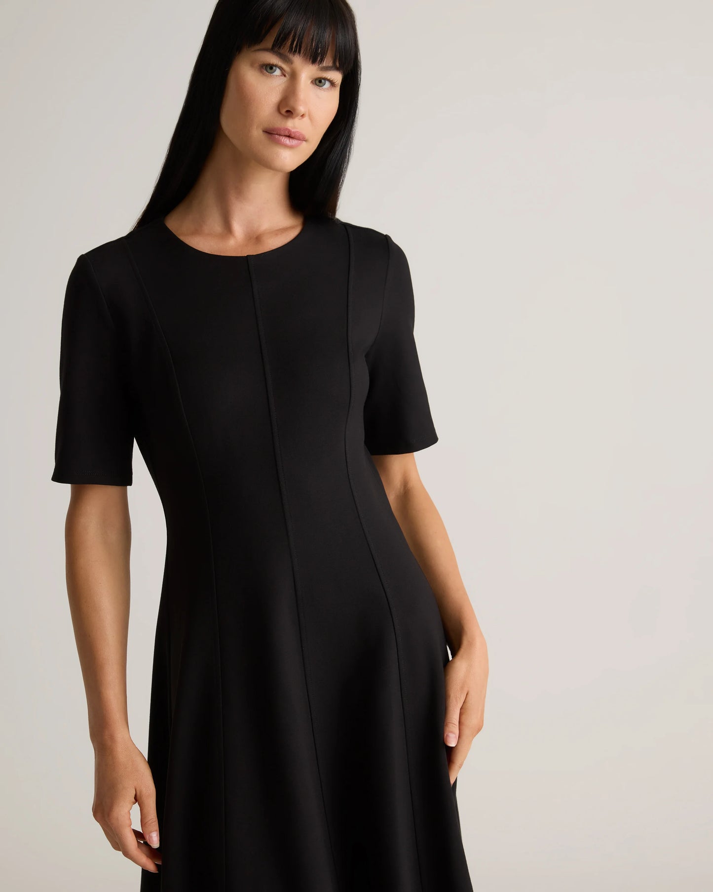 Ultra-Stretch Ponte Short Sleeve Midi Dress - XS / Ruby Red