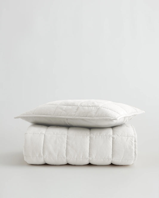European Linen Toddler Quilt & Sham Set - One Size / White