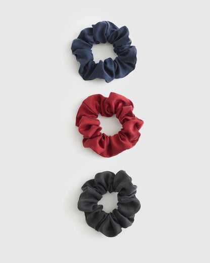 100% Washable Silk Scrunchies - One Size / Black